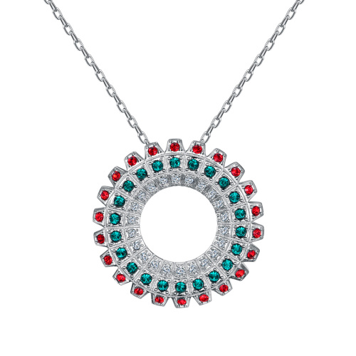 Christmas circle pendant necklace