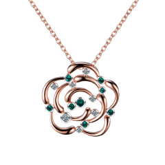 Christmas camellia rose gold pendant necklace