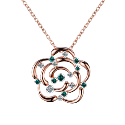 Christmas camellia rose gold pendant necklace