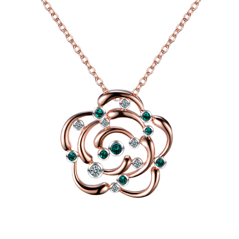 Christmas camellia rose gold pendant necklace