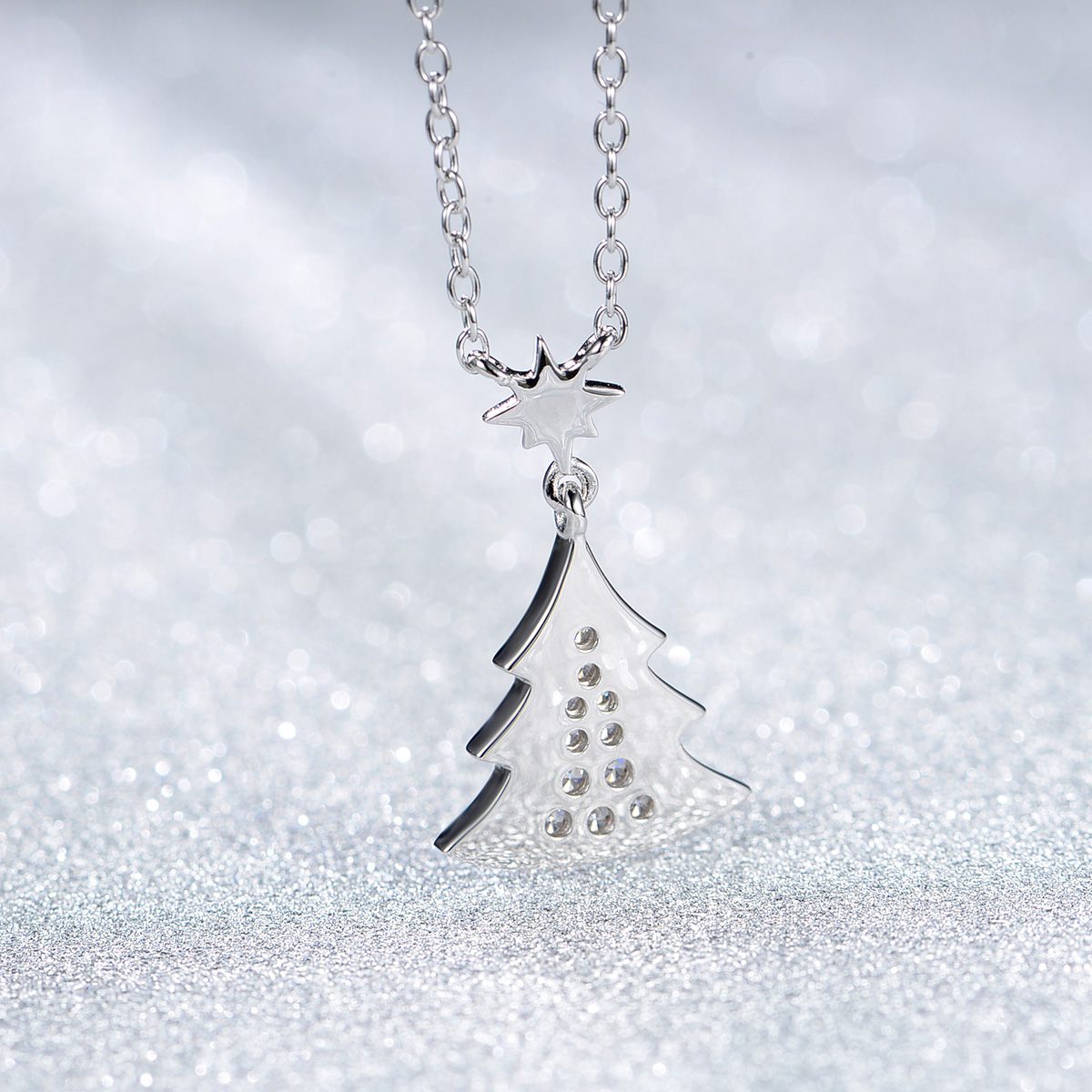 Twinkling star Christmas tree necklace
