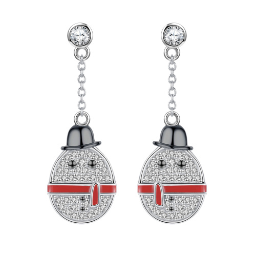 Christmas snowman long studs earrings
