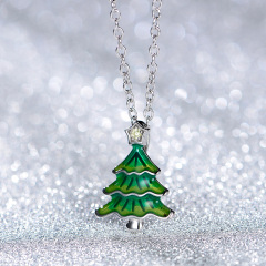 Enamel pendant necklace Christmas tree