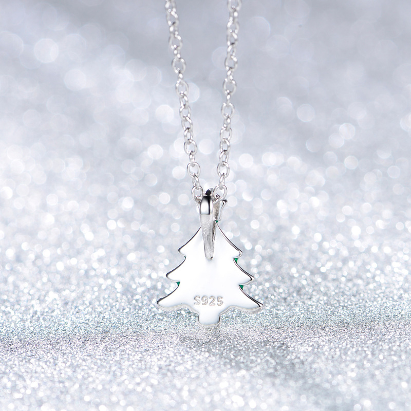 Enamel pendant necklace Christmas tree