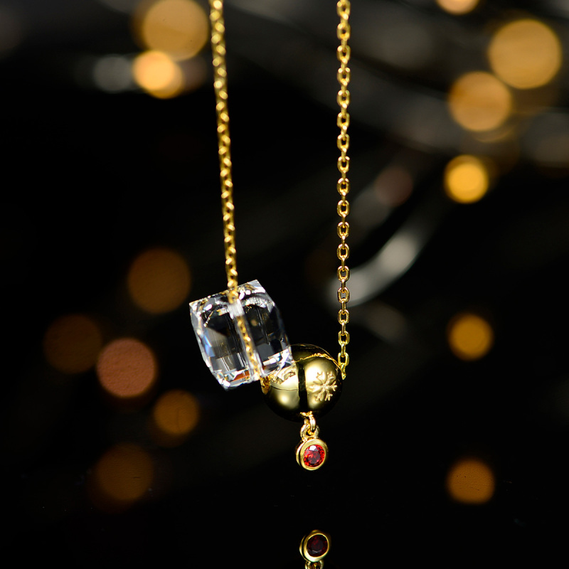 Christmas small golden necklace