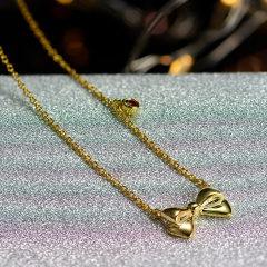 Christmas bow 18K Gold Plated Necklace