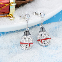 Christmas snowman long studs earrings