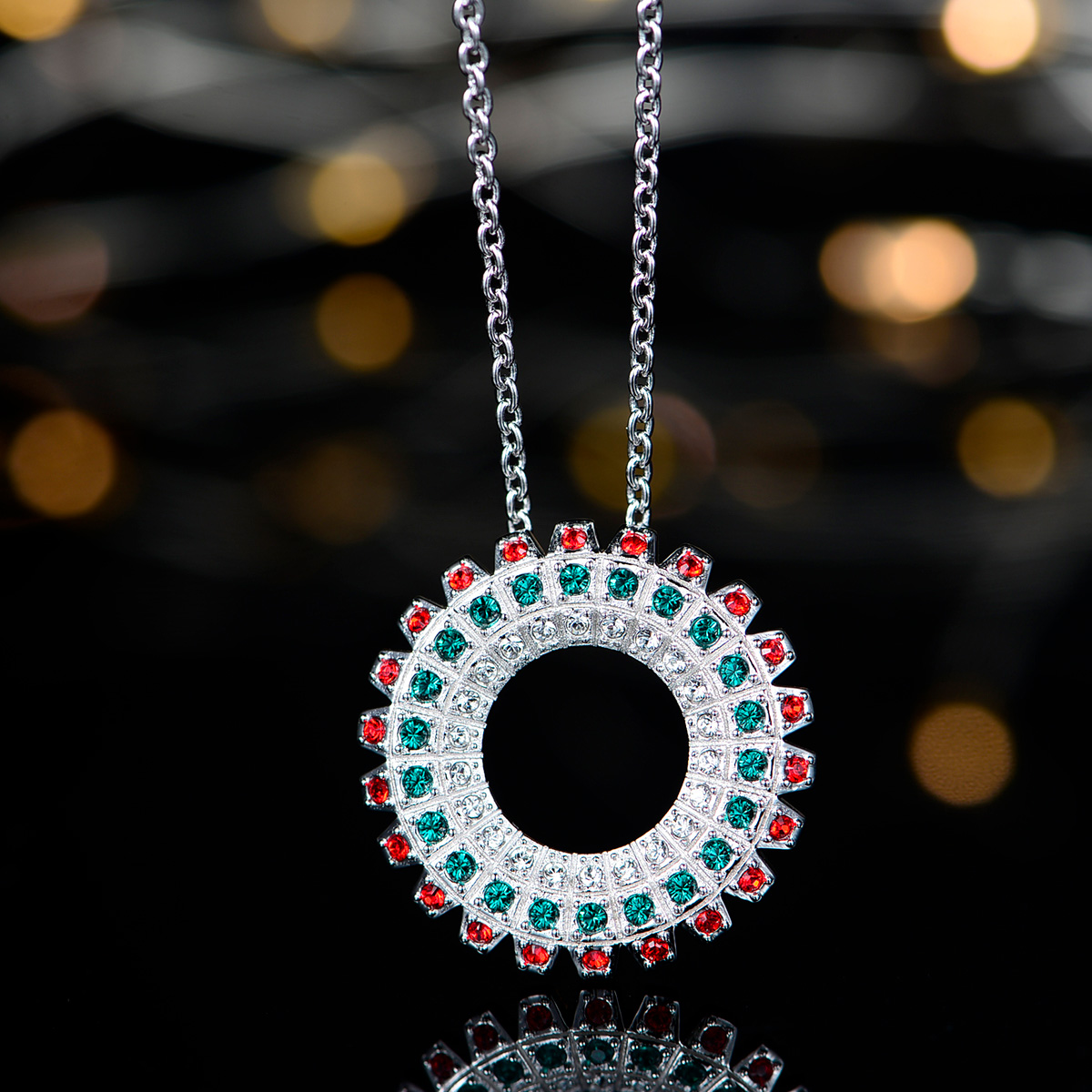 Christmas circle pendant necklace