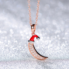 Moon pendant necklace in Christmas hat