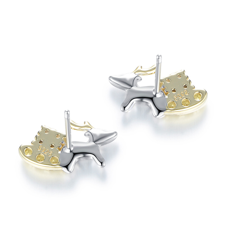 Lovely reindeer sleigh studs earrings for christmas