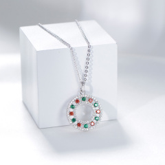 Christmas circle pendant necklace