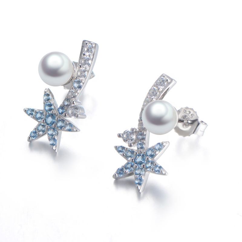 Christmas ice crystal pearl stud earrings