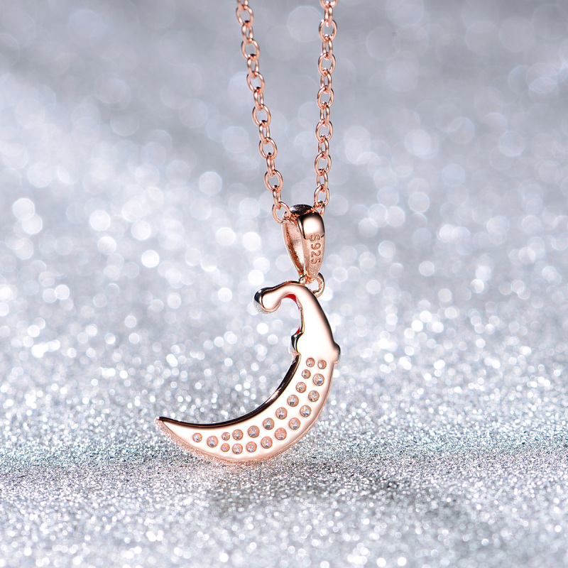 Moon pendant necklace in Christmas hat