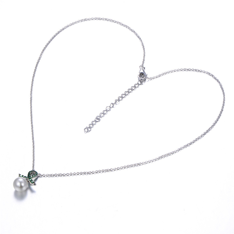 Christmas ribbon pearl necklace