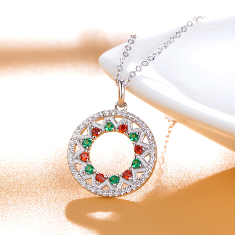 Christmas circle pendant necklace