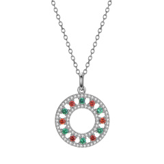 Christmas circle pendant necklace