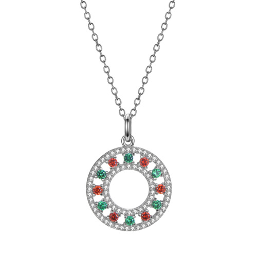 Christmas circle pendant necklace