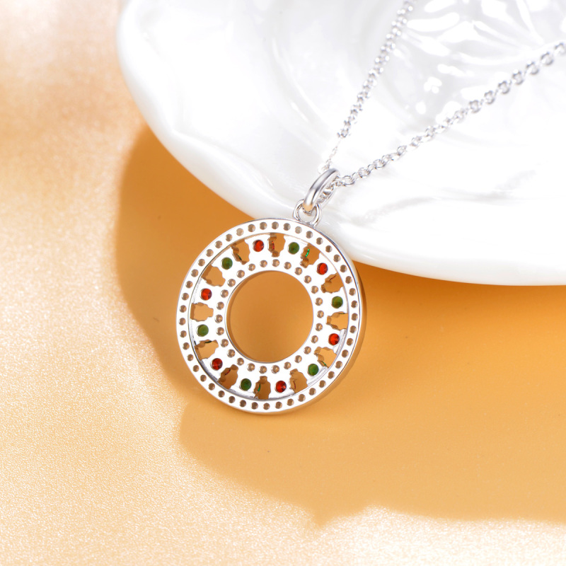 Christmas circle pendant necklace