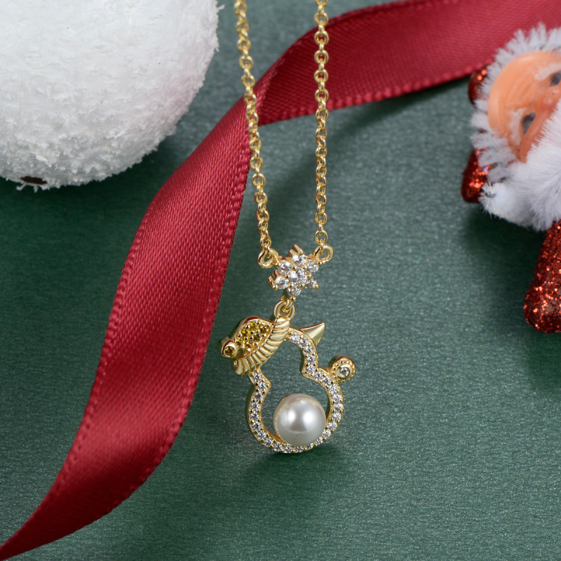 Christmas snowman pearl necklace
