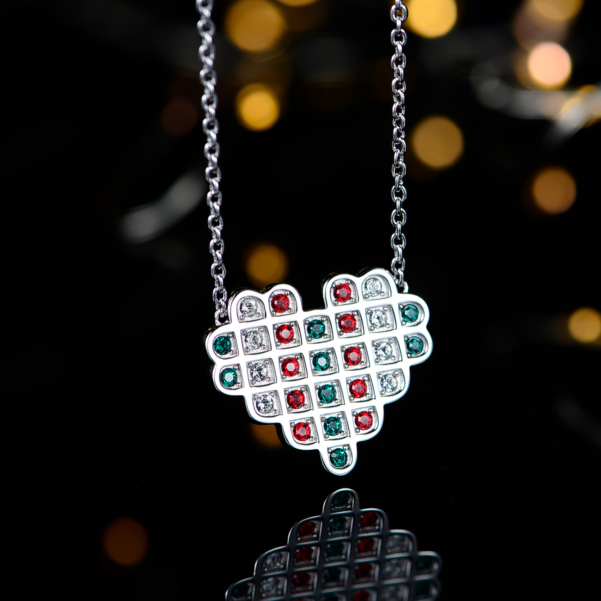 Christmas Gift Crystal Love Heart Necklace