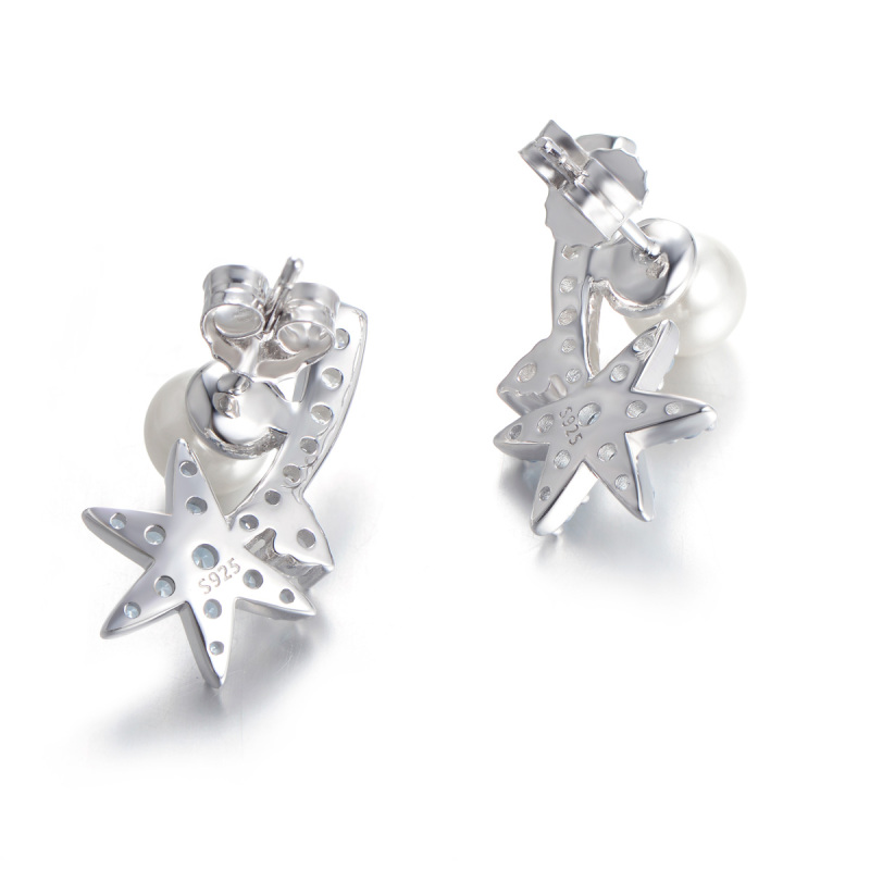 Christmas ice crystal pearl stud earrings