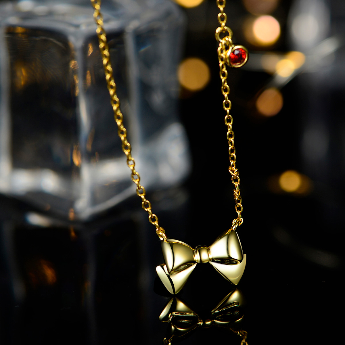 Christmas bow 18K Gold Plated Necklace