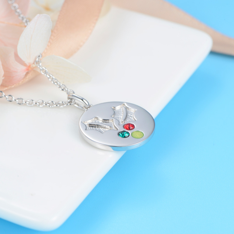 Christmas mistletoe coin pendant necklace