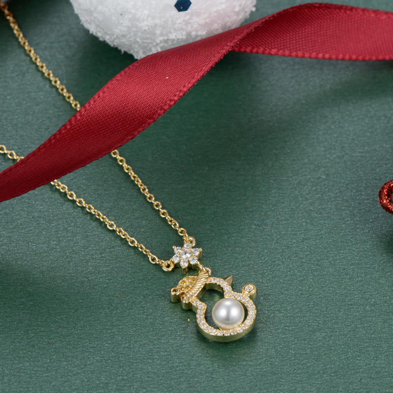Christmas snowman pearl necklace