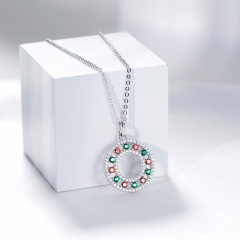 Christmas circle pendant necklace
