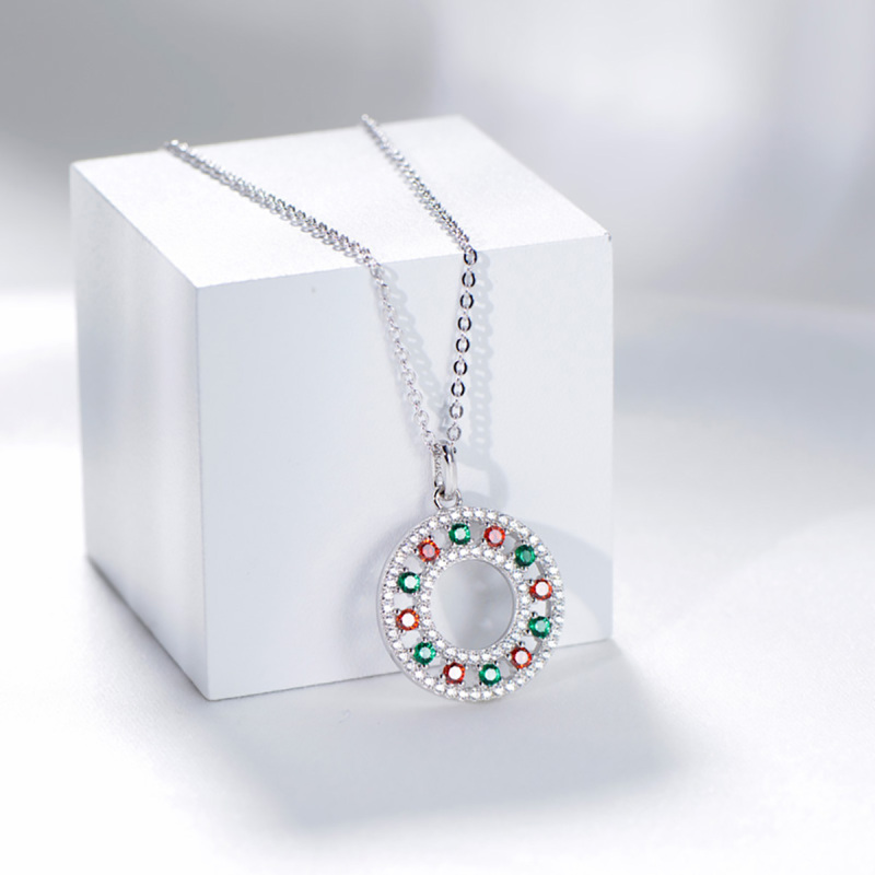 Christmas circle pendant necklace