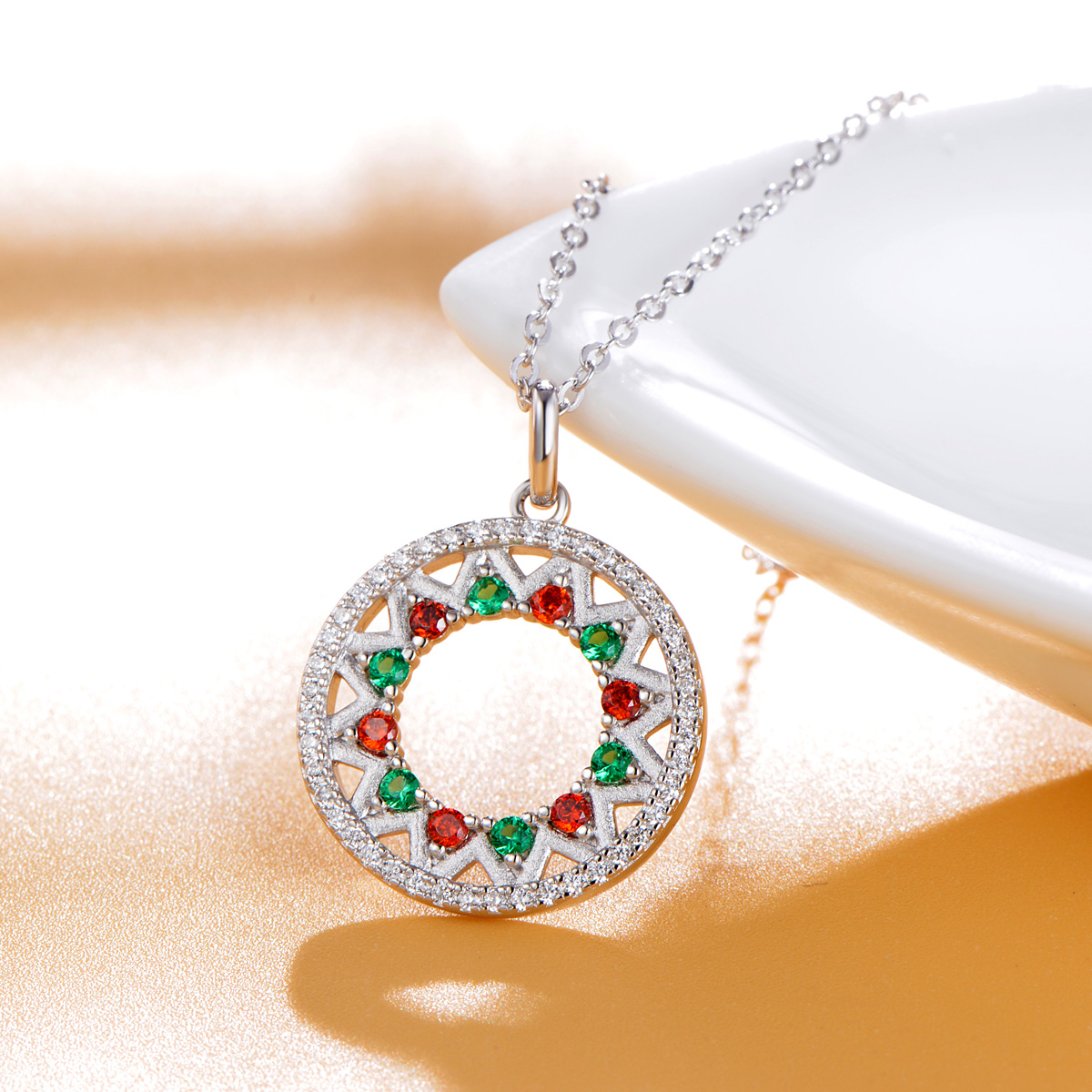 Christmas circle pendant necklace