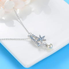 Christmas ice crystal pearl pendant necklace