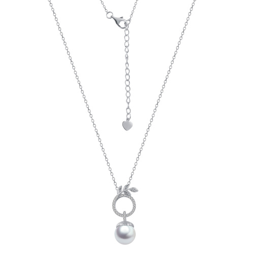 Christmas olive leaf acorn pearl pendant necklace