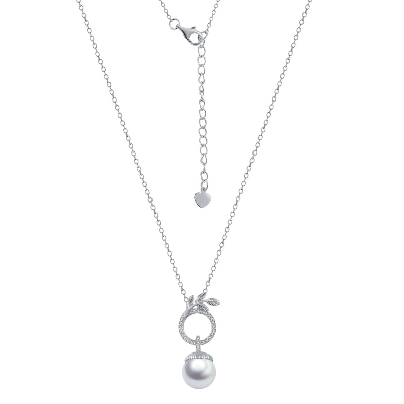 Christmas olive leaf acorn pearl pendant necklace