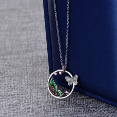 butterfly flutter by pendant necklace