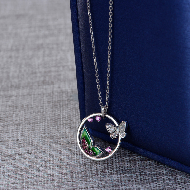 butterfly flutter by pendant necklace