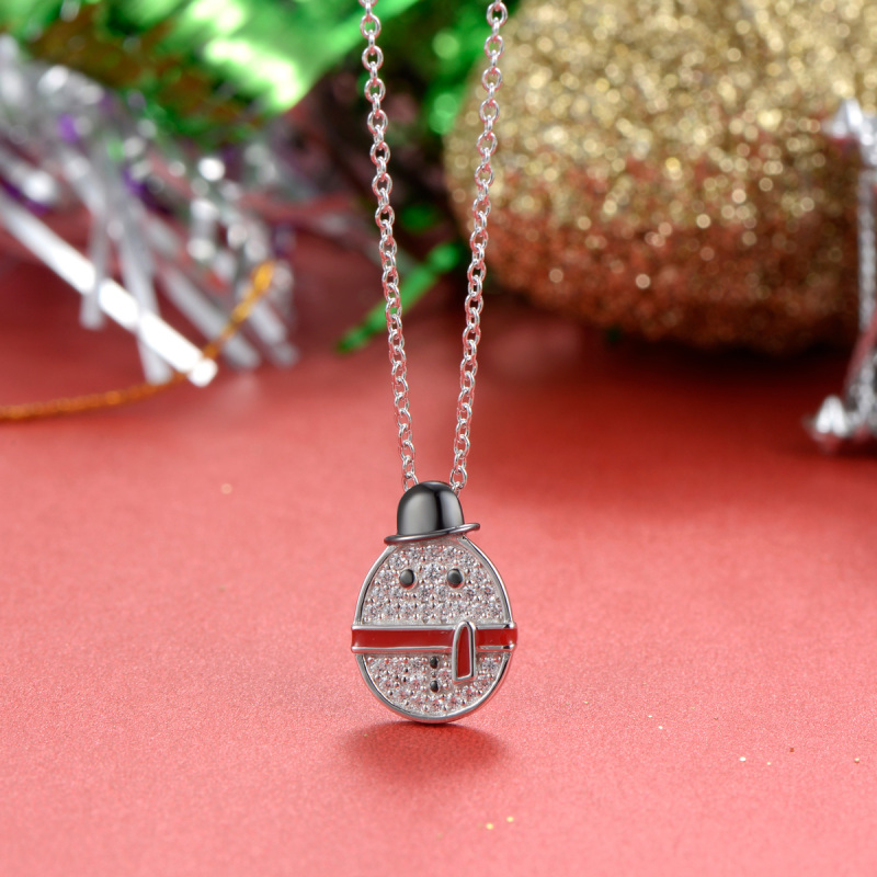 Christmas snowman pendant necklace