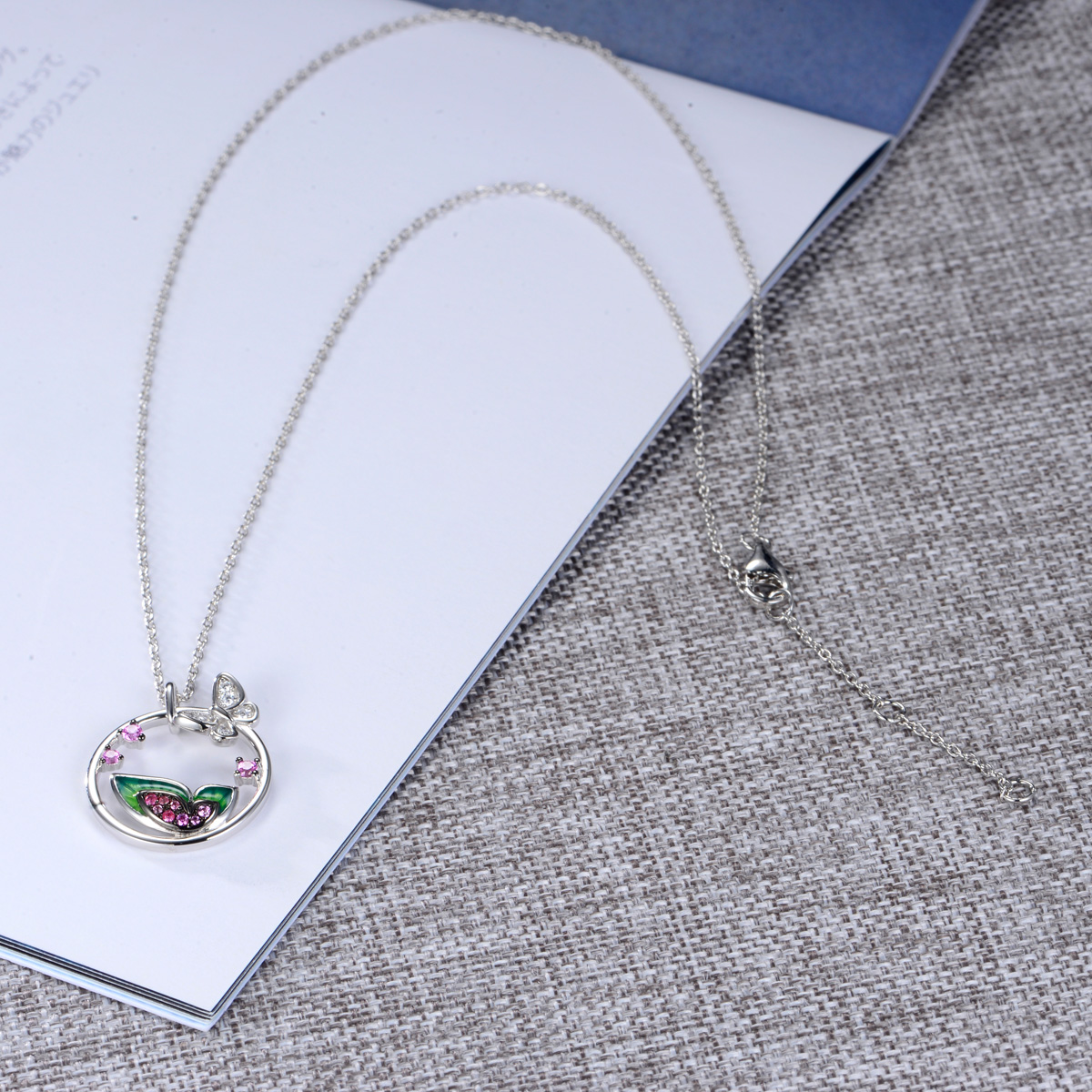 butterfly flutter by pendant necklace