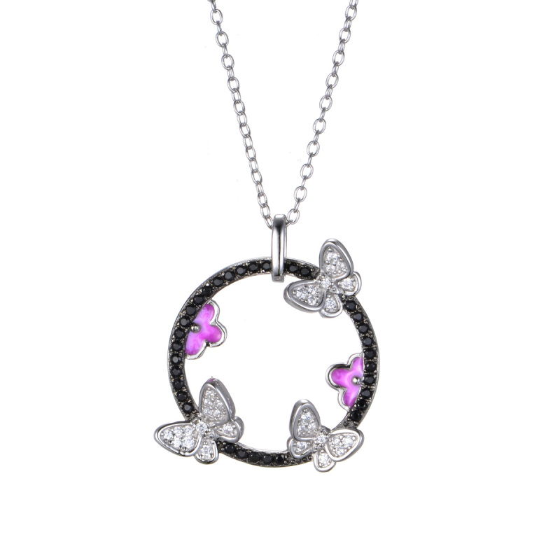 butterfly flutter by pendant necklace