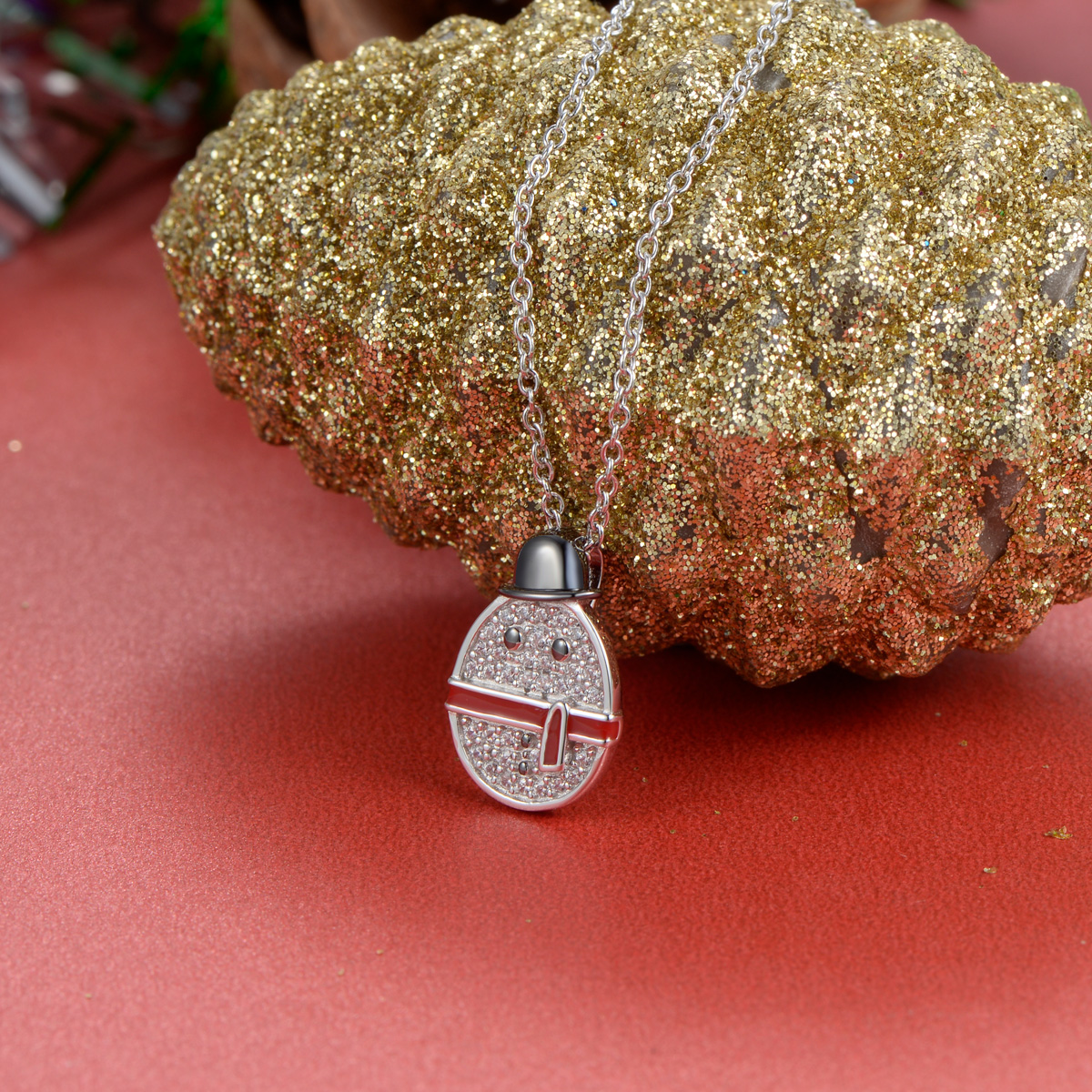 Christmas snowman pendant necklace