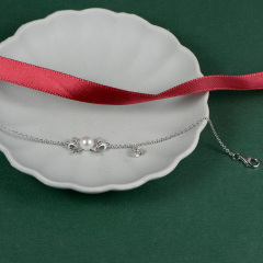 Christmas bell bow tie pearl bracelets