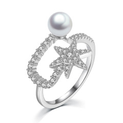 Christmas ice crystal and pearl ring
