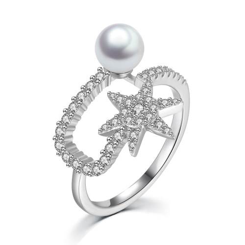 Christmas ice crystal and pearl ring