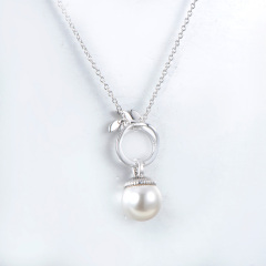 Christmas olive leaf acorn pearl pendant necklace