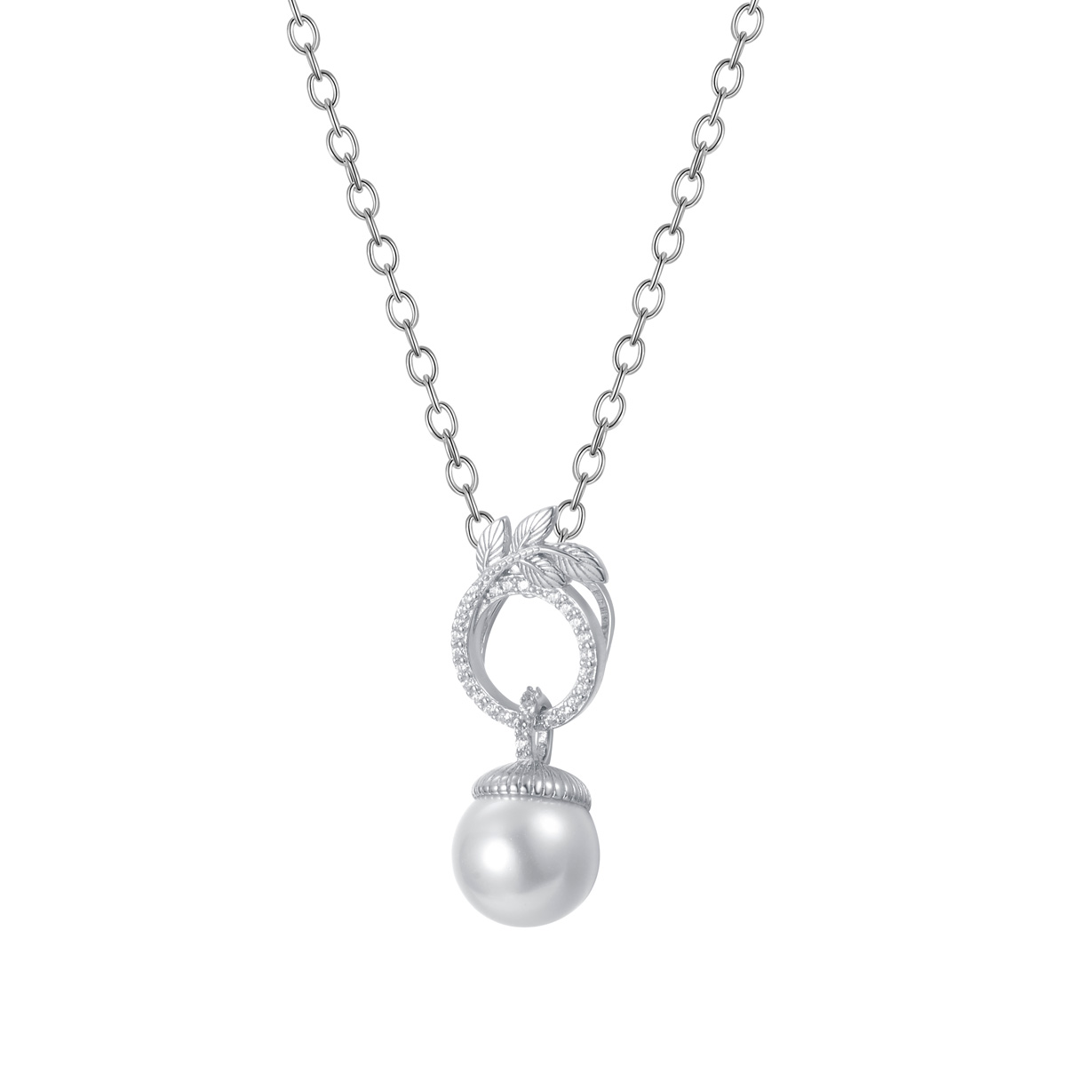 Christmas olive leaf acorn pearl pendant necklace