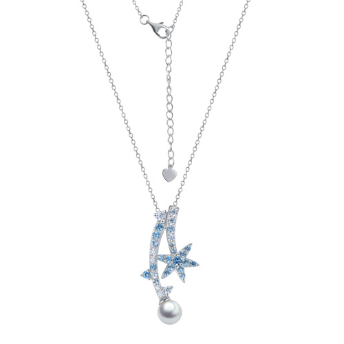 Christmas ice crystal pearl pendant necklace