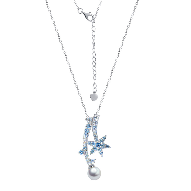 Christmas ice crystal pearl pendant necklace
