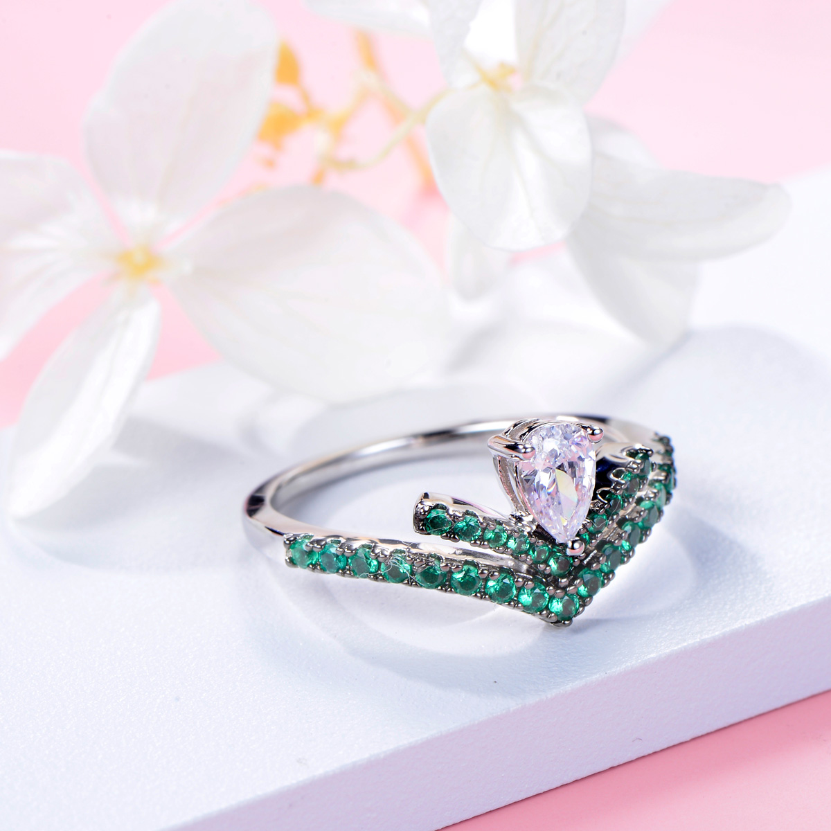 Christmas trees CZ ring