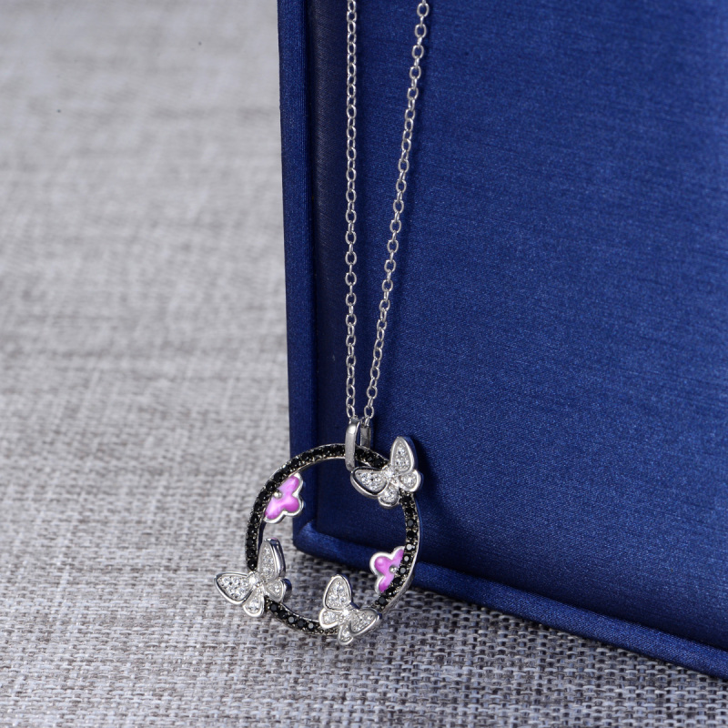 butterfly flutter by pendant necklace