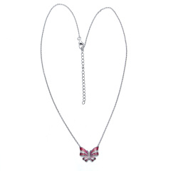 pink enamel butterfly necklace